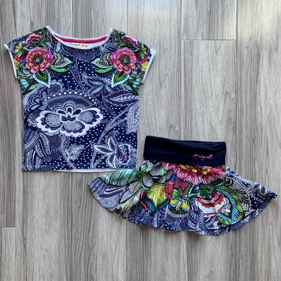 Desigual Skirt Set - Color Pop Floral w Embellishments